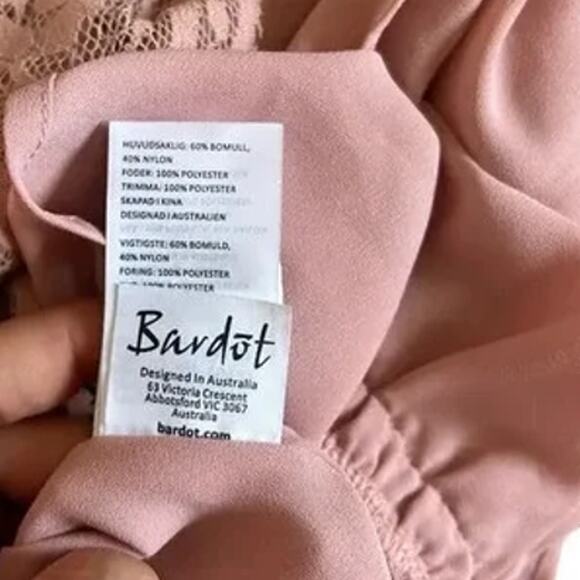 Bardot Roxie Sleeveless Tiered Lace Pink Mini Dress Size 10 - Picture 10 of 10